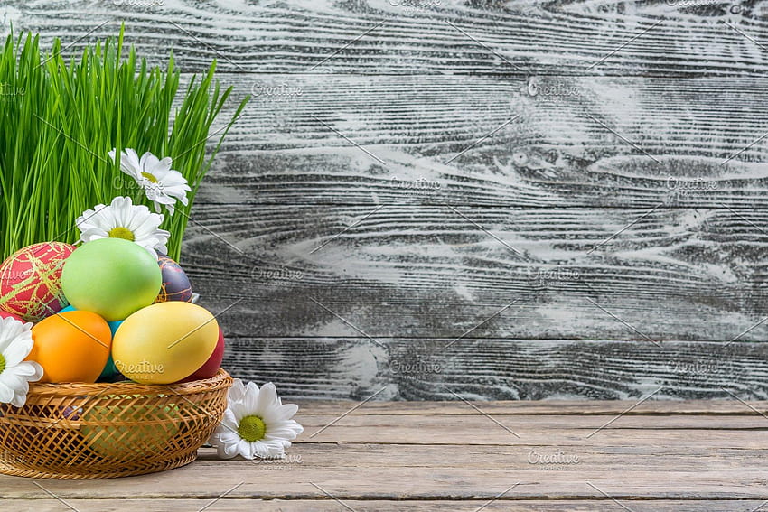 Easter painted eggs, easter roustic HD wallpaper