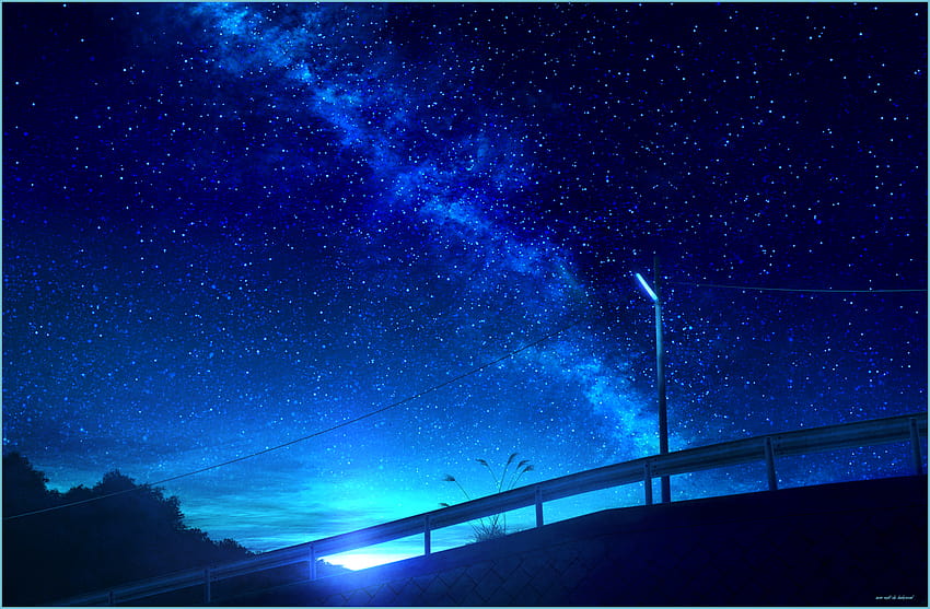 Anime Night Sky Galaxy 애니메이션 풍경, 하늘 애니메이션, 크리스마스 밤 애니메이션 풍경 HD 월페이퍼