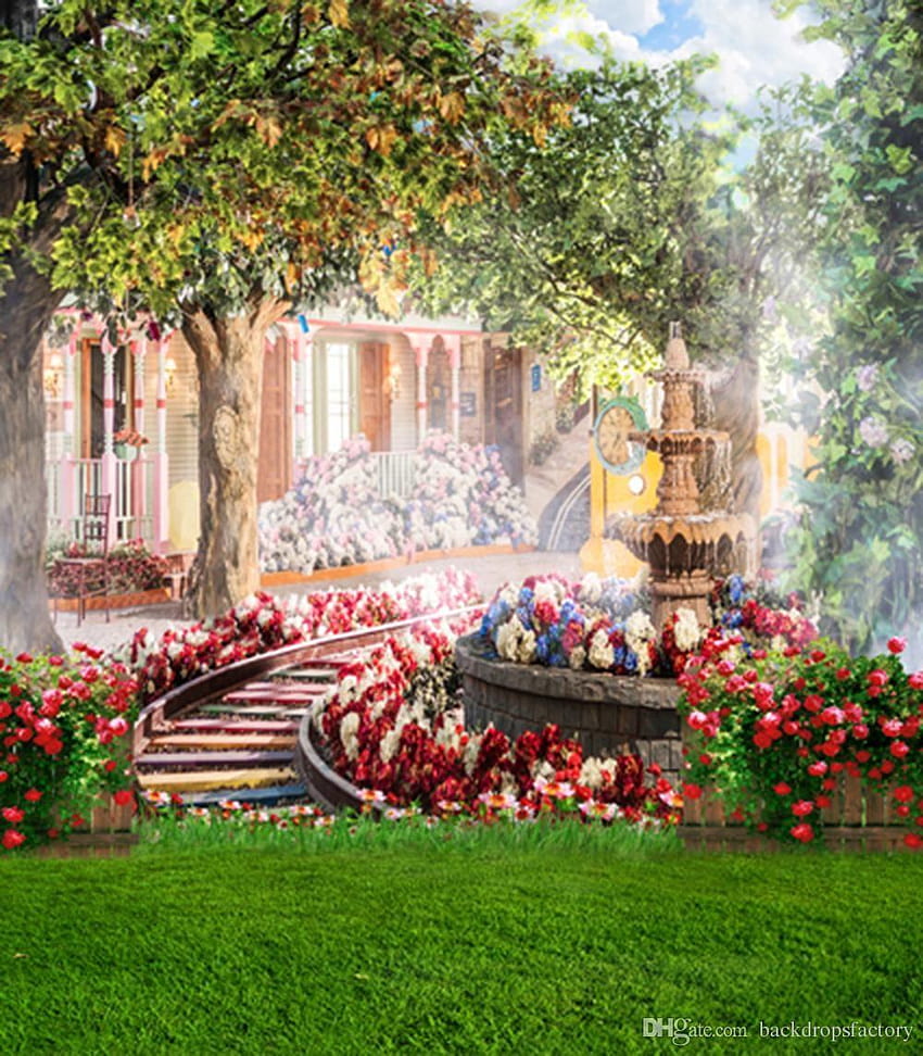Frühlings-Blumen-Garten-Hochzeits-Hintergründe für Studio Green Grasland, Hintergrundgarten HD-Handy-Hintergrundbild