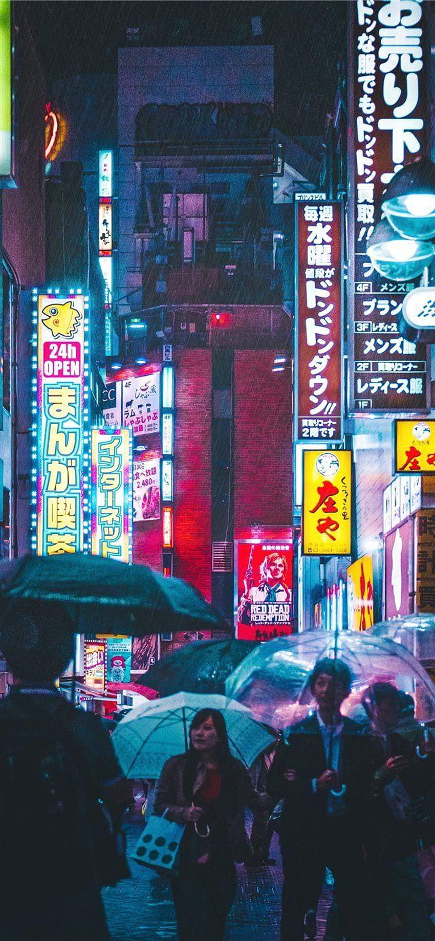 Shibuya Jepang iPhone X, kehidupan malam estetika Jepang wallpaper ponsel HD