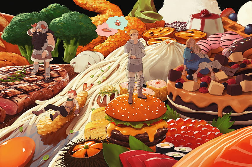 2560x1700 Anime Food, Dungeon Meshi, Marcille, Senshi, Laios, Falin, Childchuck for Chromebook Pixel HD wallpaper