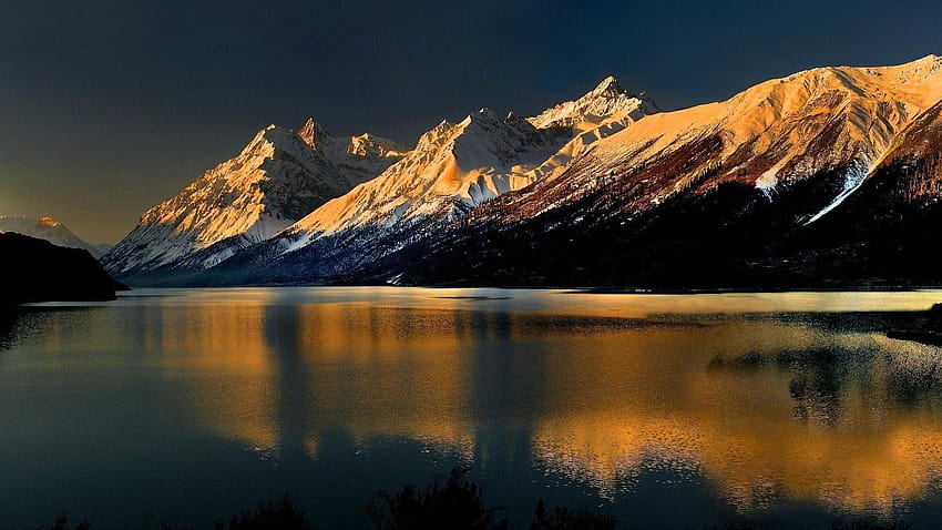 Alpine Sunset River, paysage alpin Fond d'écran HD