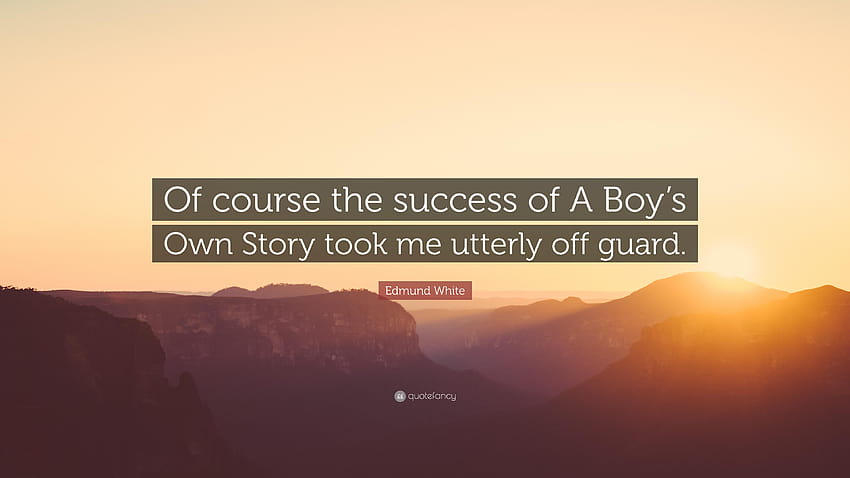 Edmund White Quote: “Of course the success of A Boy's Own Story took, boy story HD wallpaper