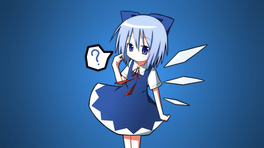 : Touhou, Cirno, einfach, Anime-Mädchen, blauer Hintergrund 1920x1080 HD-Hintergrundbild