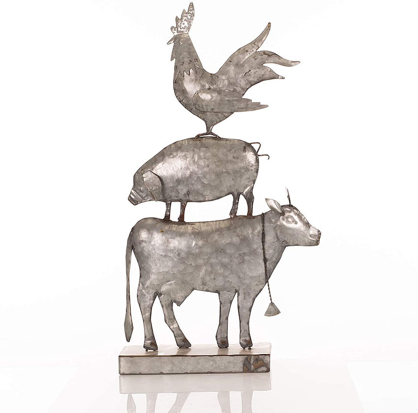 Transpac Silver Metal Spring Stacked Farm Animals Standing Decor : Home & Kitchen HD wallpaper
