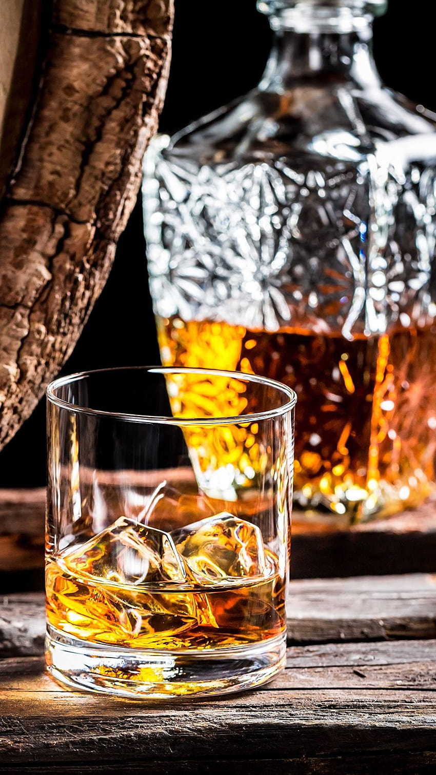 Bevanda alcolica Ghiaccio Whisky Bicchiere highball Cibo, whisky mobile Sfondo del telefono HD