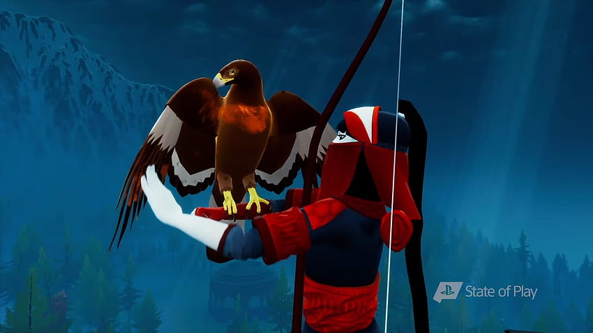 Der neue Trailer für The Pathless bietet Adlerstreicheln, akrobatisches Bogenschießen und Ghost of Tsushima-Vibes, das pfadlose Spiel HD-Hintergrundbild