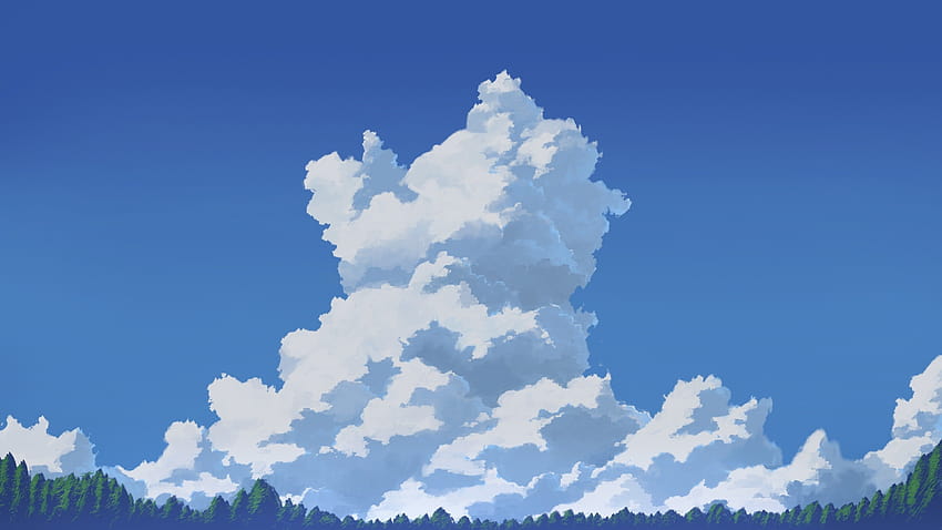 3840x2160 Anime Clouds, Sky, Trees for U TV Wallpaper HD