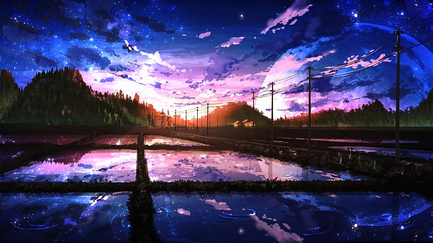 Anime Manzarası Zarif Anime Manzarası Manzara Manzarası Ay, manzara sahnesi anime HD duvar kağıdı