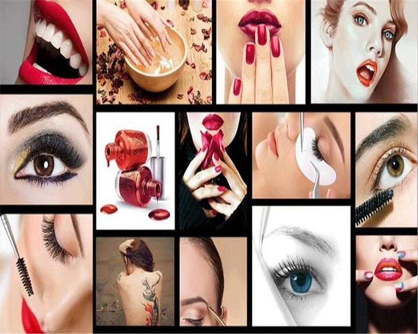 Beibehang Kundenspezifischer moderner Mode-Schönheitssalon semi-permanente Augenbrauen-Lippen-Nagel-Wandhintergründe 3D-Papel-Parede, Schönheitssalon HD-Hintergrundbild