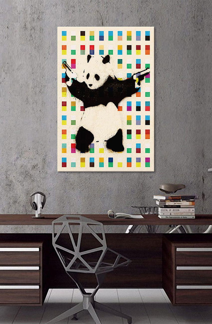 Panda with Guns Bright Dots by Banksy , Canvas Art, banksy panda HD phone wallpaper