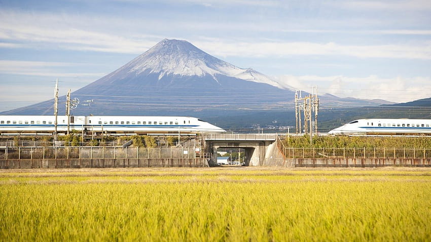 Japan Mount Fuji trains Shinkansen, japanese trains HD wallpaper