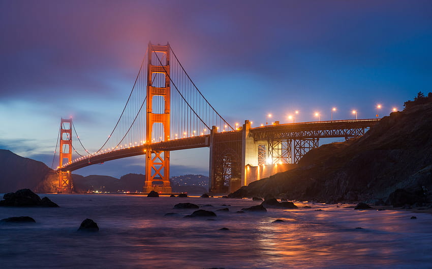 Vista panorámica del puente Golden Gate desde Marshall Beach, puente fondo de pantalla