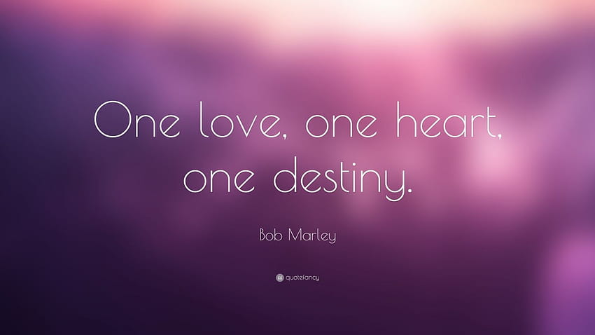 Bob Marley Cytaty: „Jedna miłość, jedno serce, jedno przeznaczenie” Tapeta HD