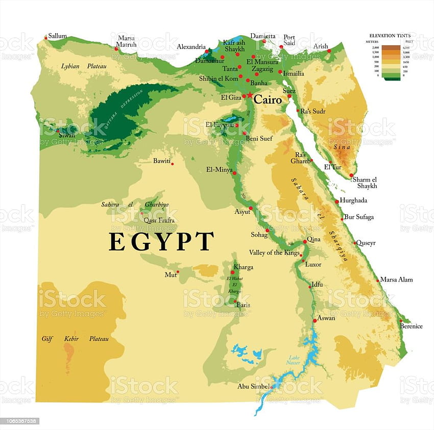 Banco de ilustração do mapa físico do Egito, mapa do Egito, deserto do Saara papel de parede HD
