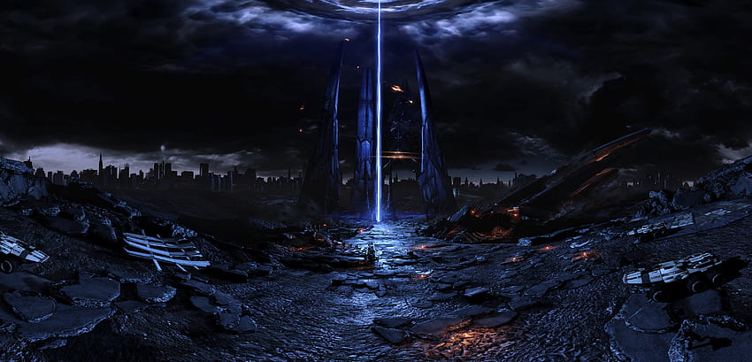 Mass Effect Fan Reaper Harbinger Art Pano statek kosmiczny sci Tapeta HD