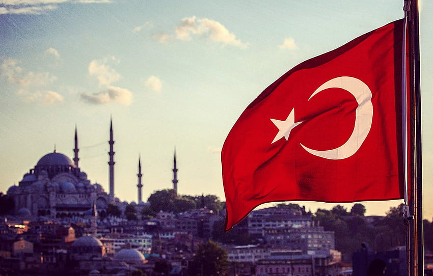 Флаг, Истанбул, Турция, Истанбул, Турция, страна Турция HD тапет