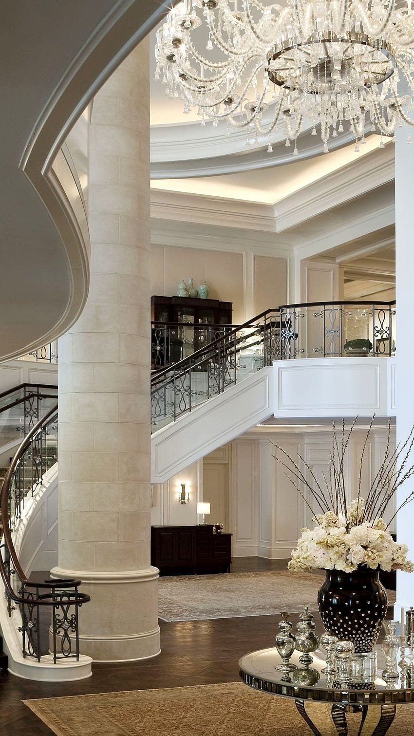 Mandarin Oriental Hotel, класически, бял, богат, замък, вътре, стълби, стая, всекидневна, огън, комфорт, място Apple iPhone Plus 1350x2400 HD тапет за телефон