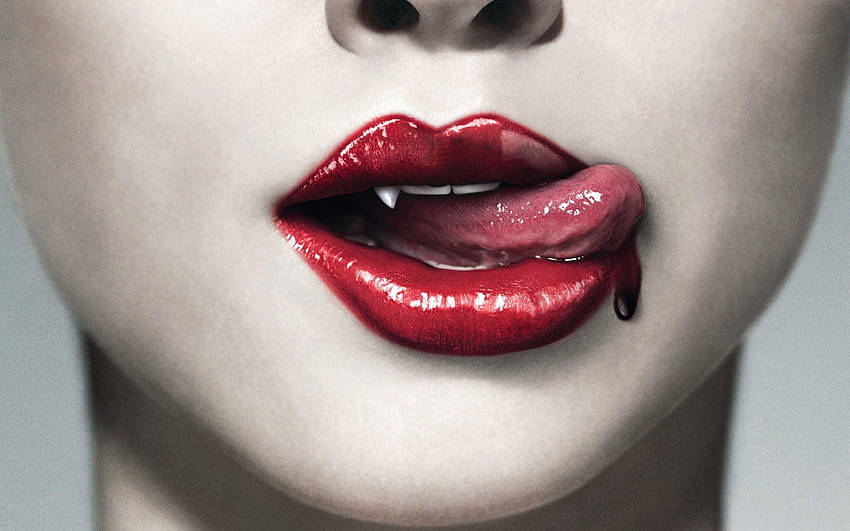 Lèvres vrais vampires de sang Fond d'écran HD