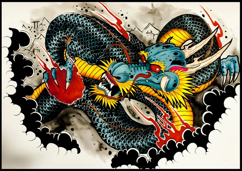 Tattoo japanese dragon sketch handmade design over vintage pape Stock  Photo Picture And Low Budget Royalty Free Image Pic ESY015466837   agefotostock
