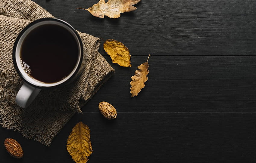 autumn, leaves, background, tree, coffee, colorful, mug, Cup, vintage, wood, background, autumn, leaves, cup, coffee , section еда, autumn mug HD wallpaper