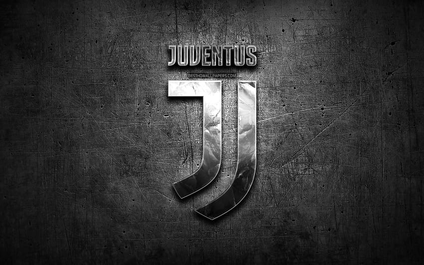  Juventus FC, logo plateado, Serie A, negro, computadora juventus fondo de pantalla