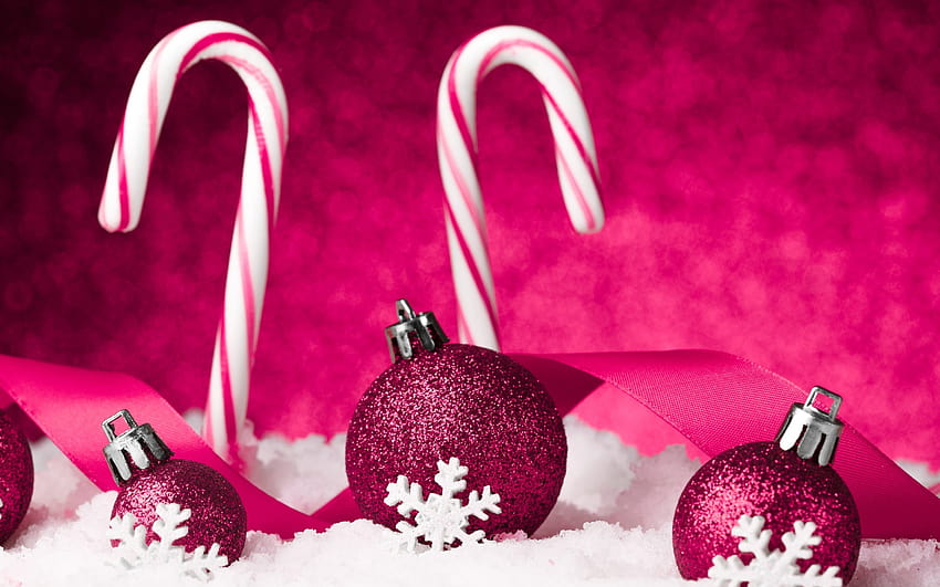 Weihnachtskugeln, rosa Kugeln, Weihnachtsschmuck, Weihnachten, Neujahr mit einer Auflösung von 2880x1800. Hochwertige, rosafarbene Weihnachtskugeln HD-Hintergrundbild