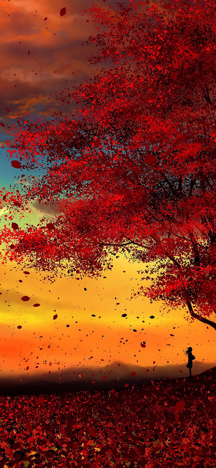 Anime Autumn Scenery Sunset 3840x2160, paesaggio autunnale anime Sfondo del telefono HD