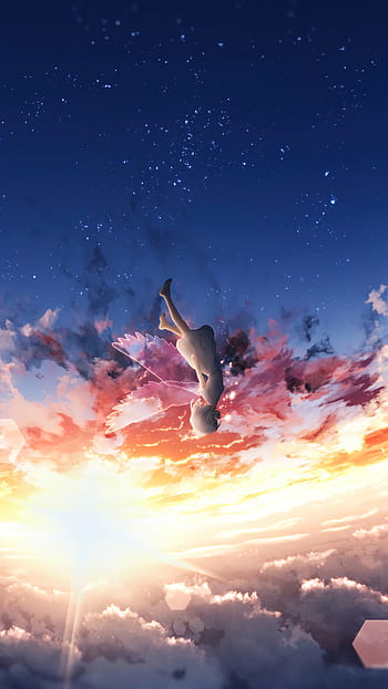 Anime Girl Flying Angel Wings Sky Scenery 4K Wallpaper iPhone HD Phone #810i