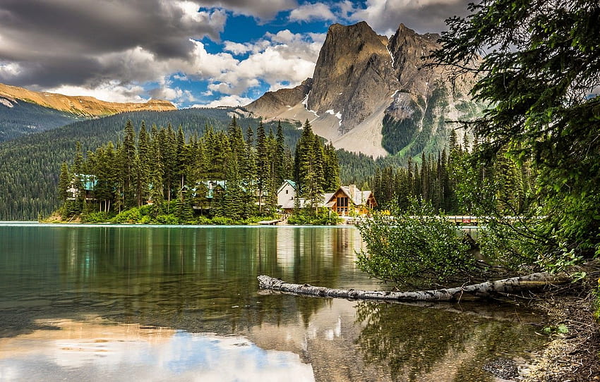 hutan, Kanada, langit, pohon, alam, gunung, awan, taman nasional yoho british columbia Wallpaper HD
