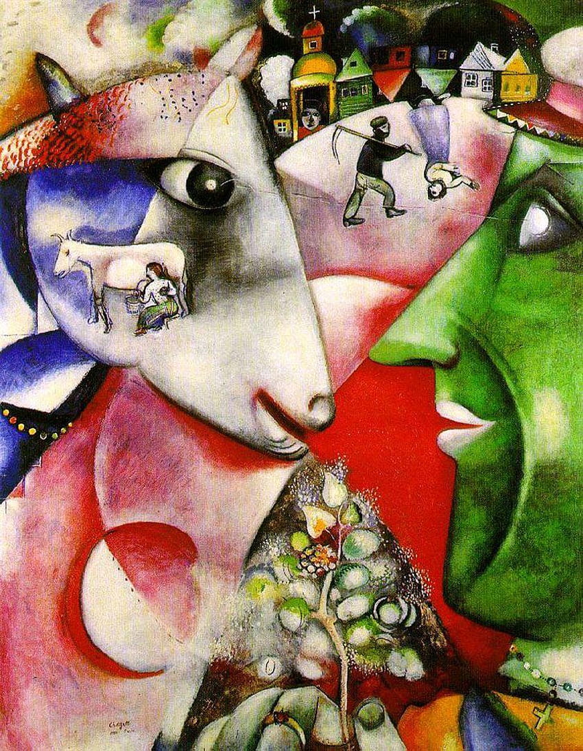 Marc Chagall, I and the Village, con arte chagall fondo de pantalla del teléfono