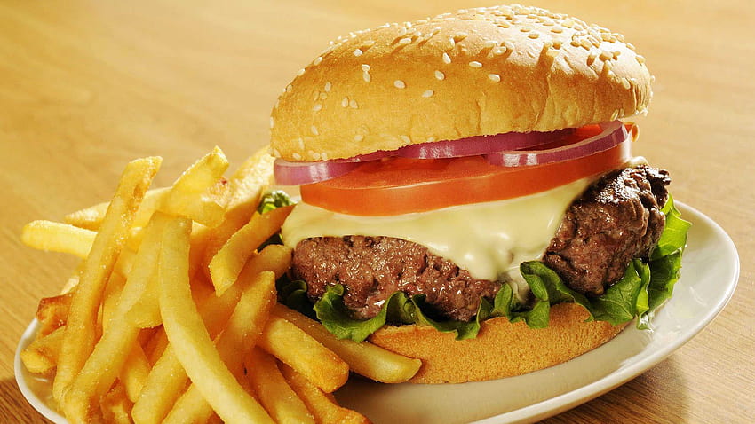 Cheese Burger King With French Fries HD wallpaper