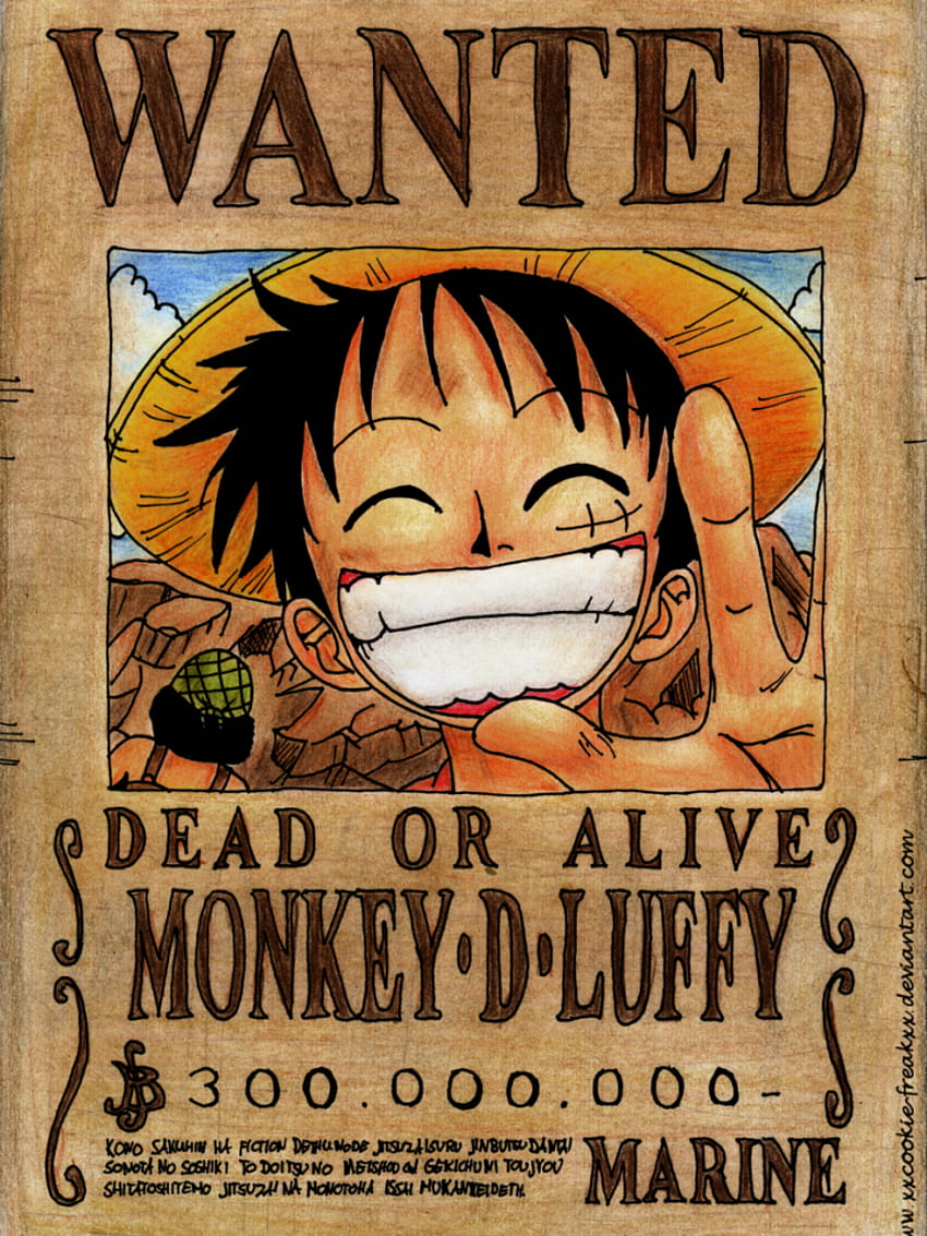 Luffys Wanted Poster Traditional By Xxcookie Freaxx [900x1267] na telefon komórkowy i tablet, chciałem jedną sztukę Tapeta na telefon HD