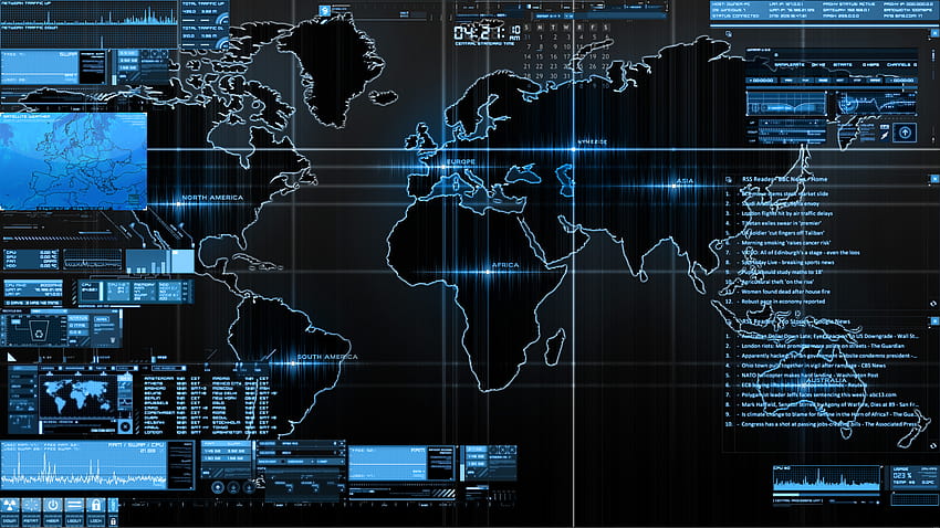 digital art, technology, map, blue, world map, digital world HD wallpaper