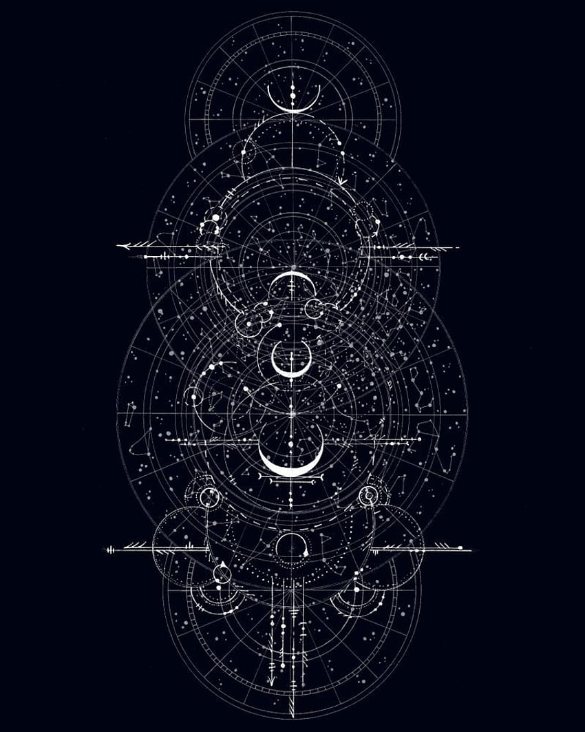 Astronomia I oprawiona grafika autorstwa Signumnoire, telefon świętej geometrii Tapeta na telefon HD