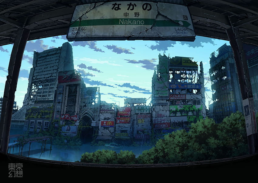pemandangan kota, Jepang, reruntuhan, ditinggalkan, kota terbengkalai, Nakano, anime kota jepang Wallpaper HD