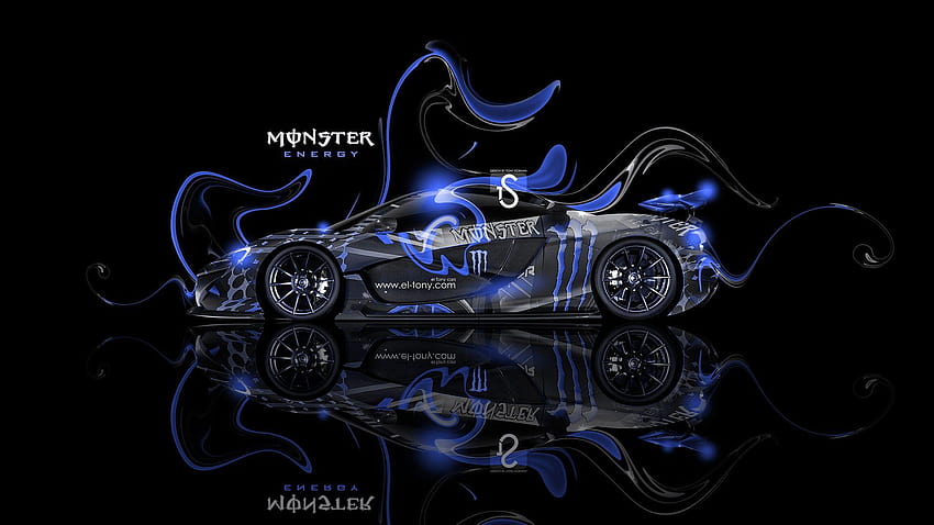 Monster Energy McLaren P1 Fantasy Plastic Car 2013, energi monster biru Wallpaper HD
