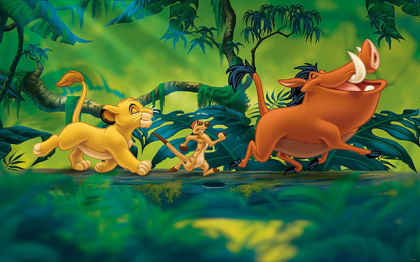 The Lion King Simba Timon Dan Pumbaa Kartun Disney, raja singa 1994 Wallpaper HD