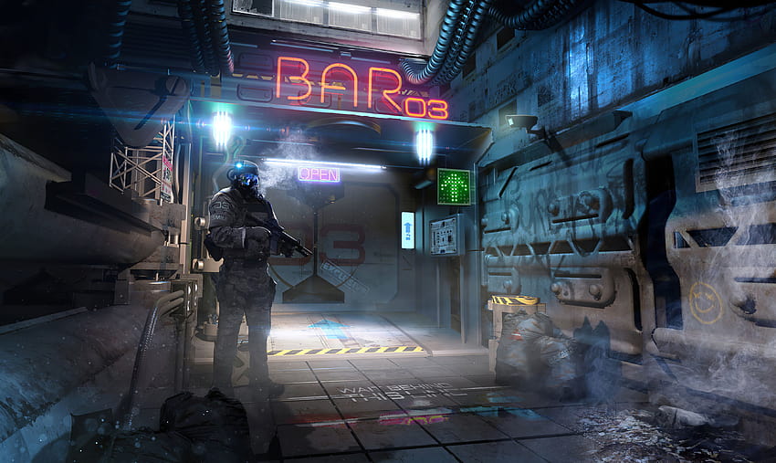 Alleyway Cyberpunk Bar , Artist, Backgrounds, and HD wallpaper