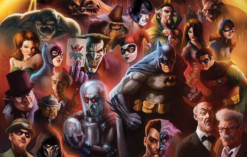 art, Batman, characters, Cat woman, Penguin, DC Comics, Robin, Poison Ivy , section фантастика HD wallpaper