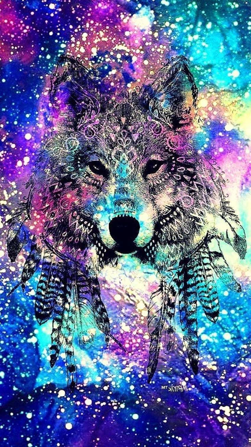 Galaxy Wolf Live, glowing wolf HD phone wallpaper