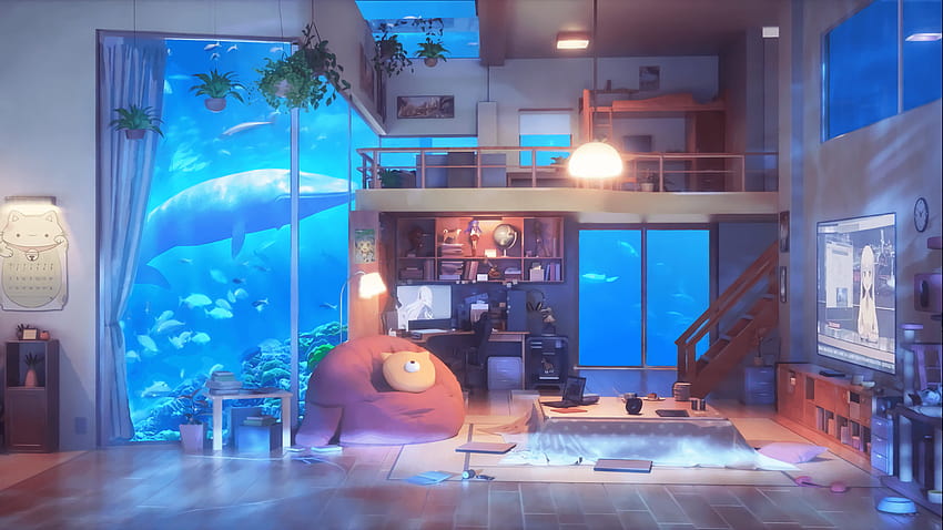Anime Living Room Underwater, anime rooms HD wallpaper