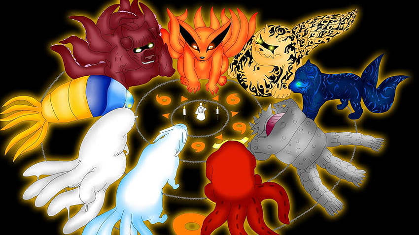 Nine Tail Beasts, ten tails anime HD wallpaper