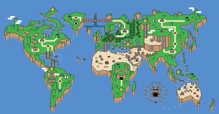 Super Mario World Map U, mappa del mondo Sfondo HD
