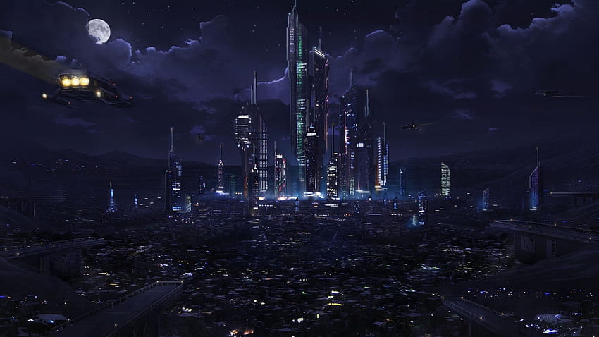 Futuristic, aesthetic future city HD wallpaper