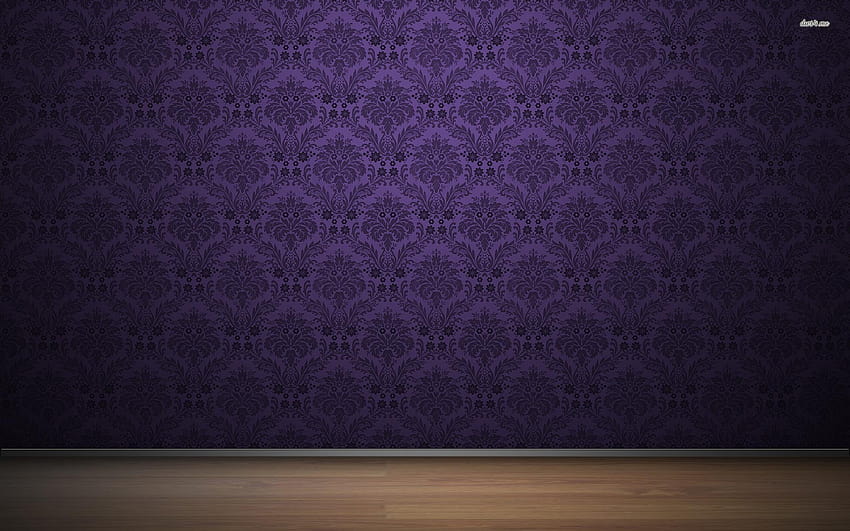 Purple Wall Pattern and Hardwood Floor HD wallpaper