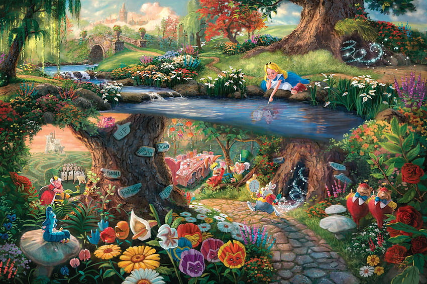 Alice In Wonderland Backgrounds With Cartoon, disney alice HD wallpaper