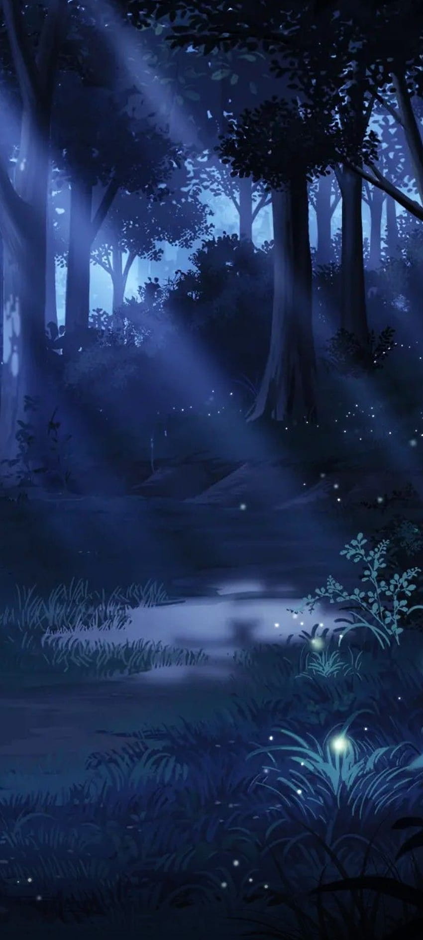 forest anime night HD phone wallpaper
