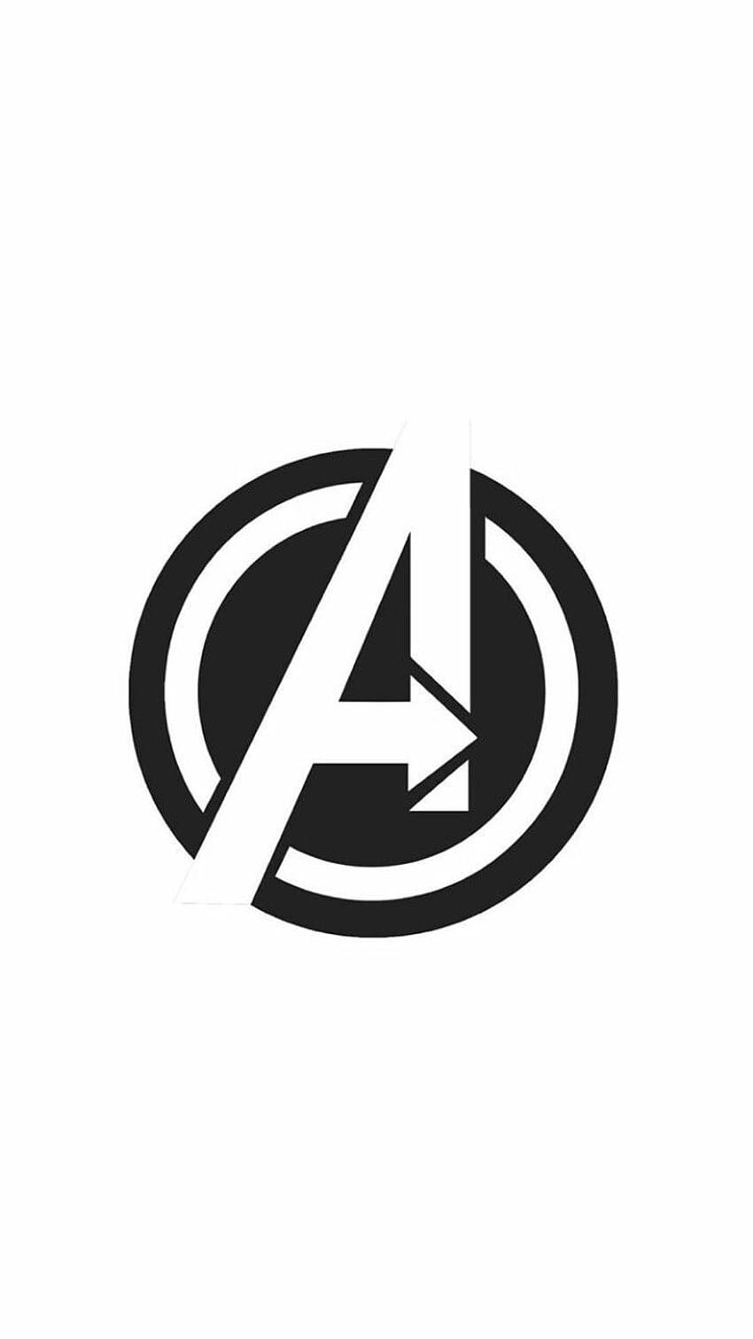 Logo Avengers pour mobile, merveille en noir et blanc Fond d'écran de téléphone HD