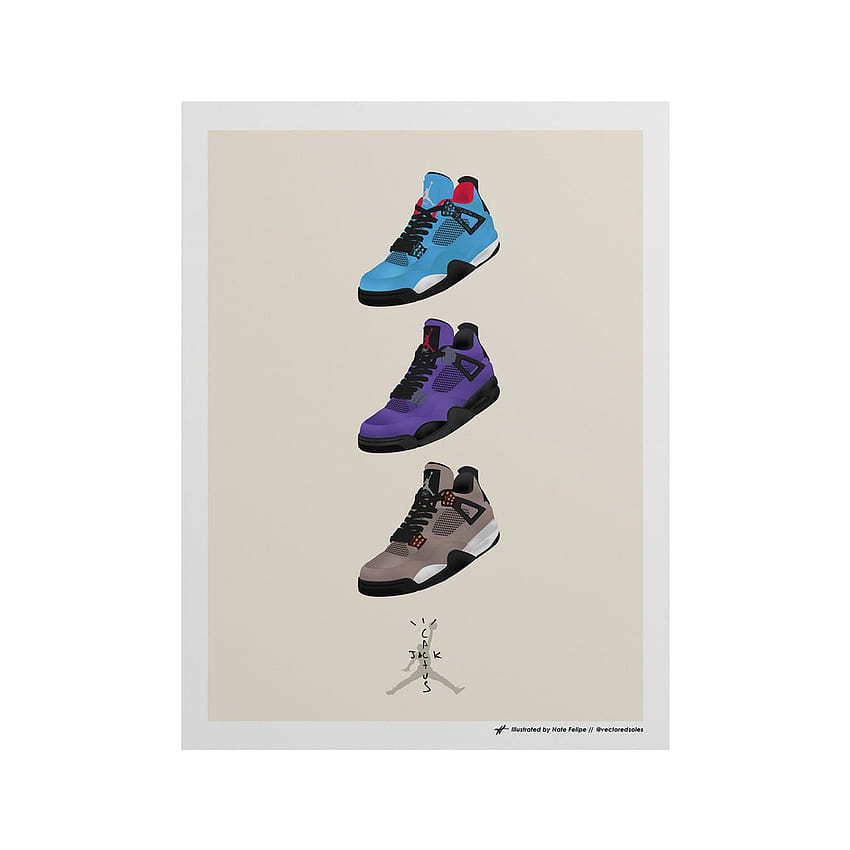 Air Jordan 4 x Travis Scott: 'Cactus Jack' Pack Poster, jordan 4 purple HD phone wallpaper